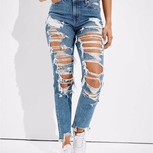 American eagle ripped high waisted mom jeans